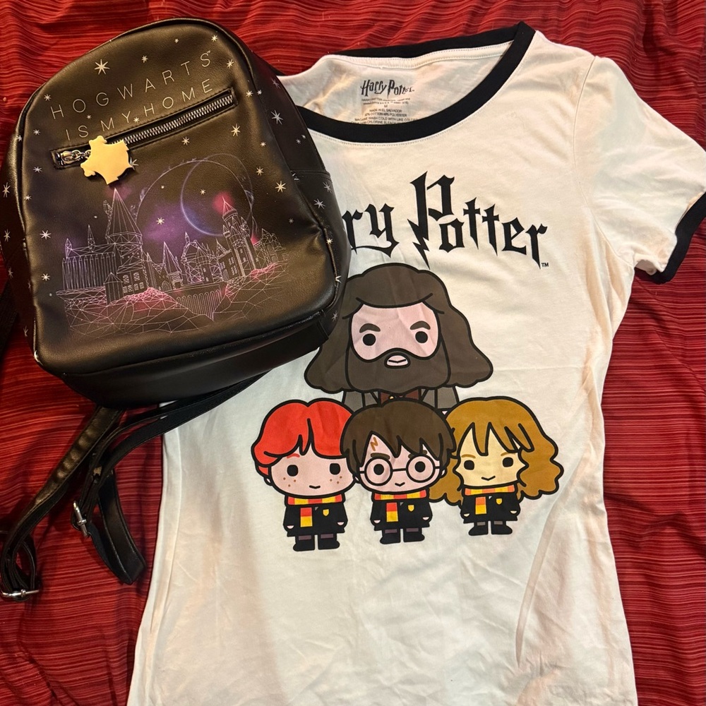 Harry Potter Bundle: Black Mini Backpack Hogwarts Is My Home New Without Tags.